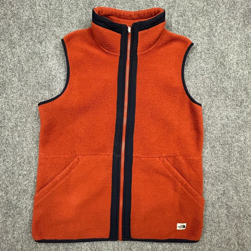 North Face Campshire Fleece Vest Mens Small Orange Sherpa Full Zip Gorpcore‎